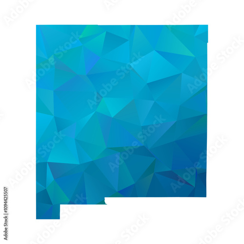Map of New Mexico - Blue Geometric Rumpled Triangular , Polygonal Design For Your. Vector illustration eps 10.