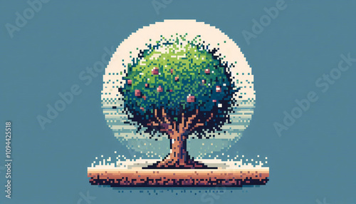 pixel art of old tree.