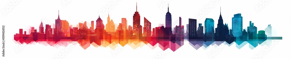 Vibrant Geometric Cityscape: Minimalist Vector Illustration Vibrant Geometric Cityscape: Minimalist Vector Illustration