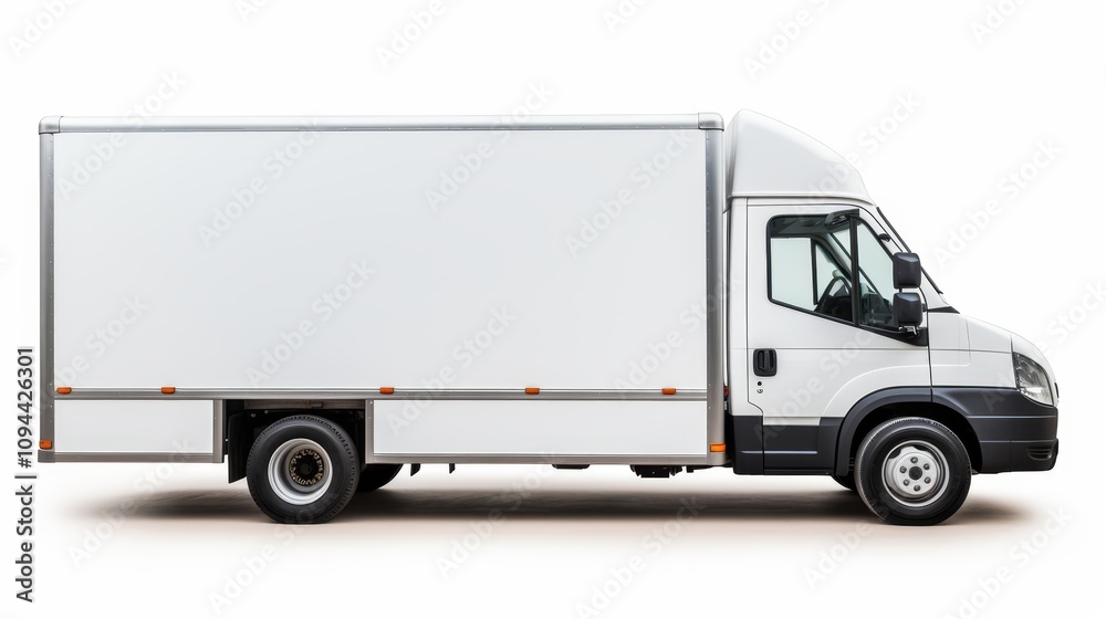 Spotless white delivery van with isolated rear view and short base minibus for cargo transport Spotless white delivery van with isolated rear view and short base minibus for cargo transport