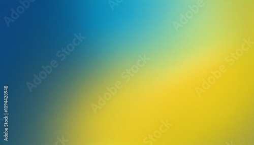 Abstract background, United Nations blue and Unmellow yellow gradient background with light leak and grainy texture.