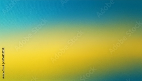 Abstract background, United Nations blue and Unmellow yellow gradient background with light leak and grainy texture.