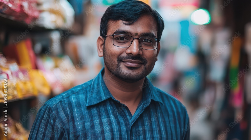 Fototapeta premium Indian entrepreneur exploring small business banking services in Bengaluru, India