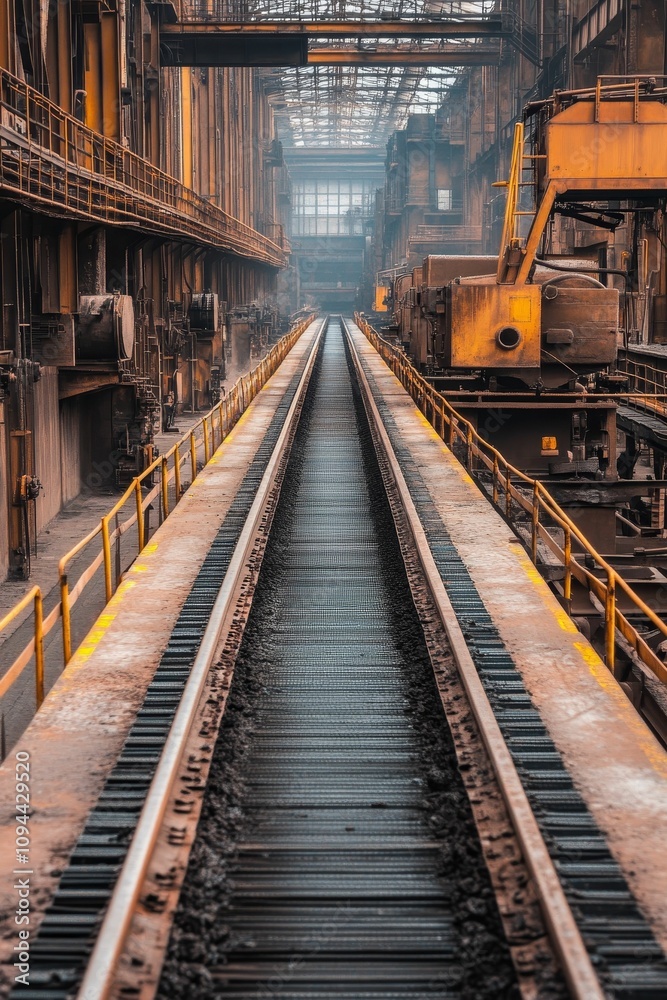 Industrial railway tracks in old factory. Industrial railway tracks in old factory.