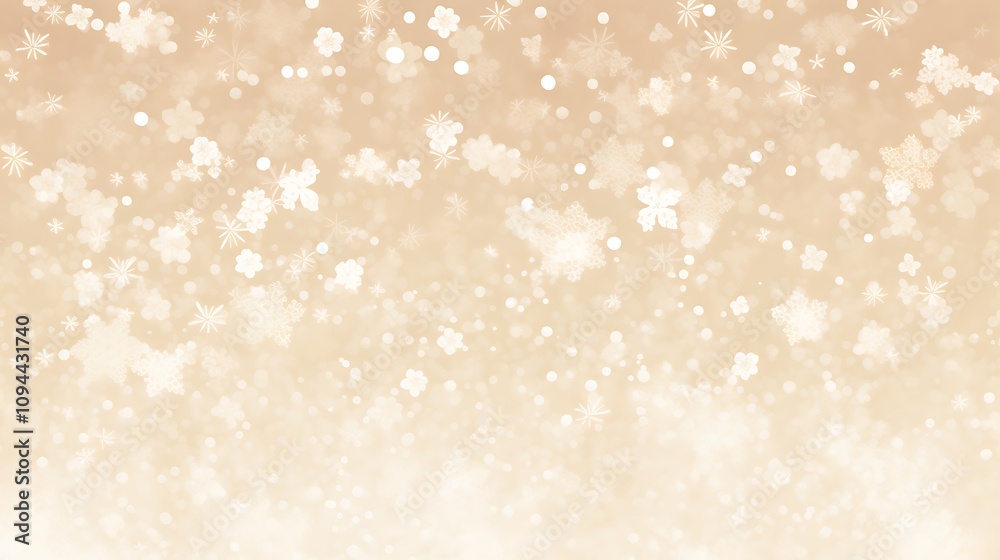 Abstract Beige Background with White Flowers and Bokeh