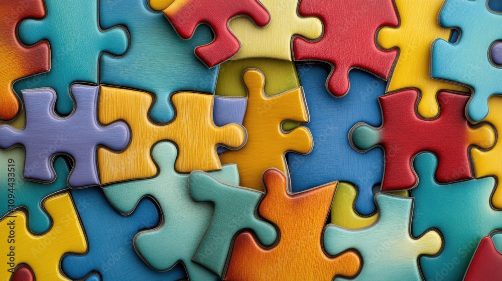 An array of vibrant, interlocking puzzle pieces forming a cohesive picture, symbolizing the unique contributions of individuals to a larger An array of vibrant, interlocking puzzle pieces forming a cohesive picture, symbolizing the unique contributions of individuals to a larger