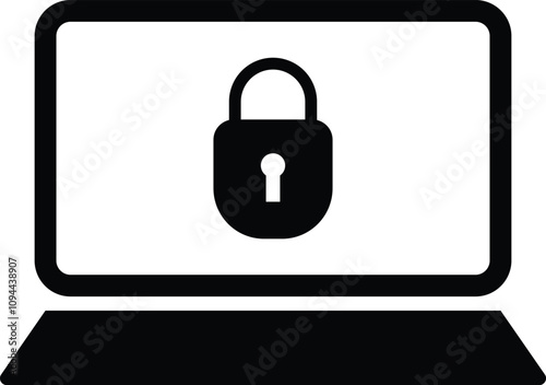 Locked laptop icon isolated on white background . Laptop with padlock icon . Vector illustration