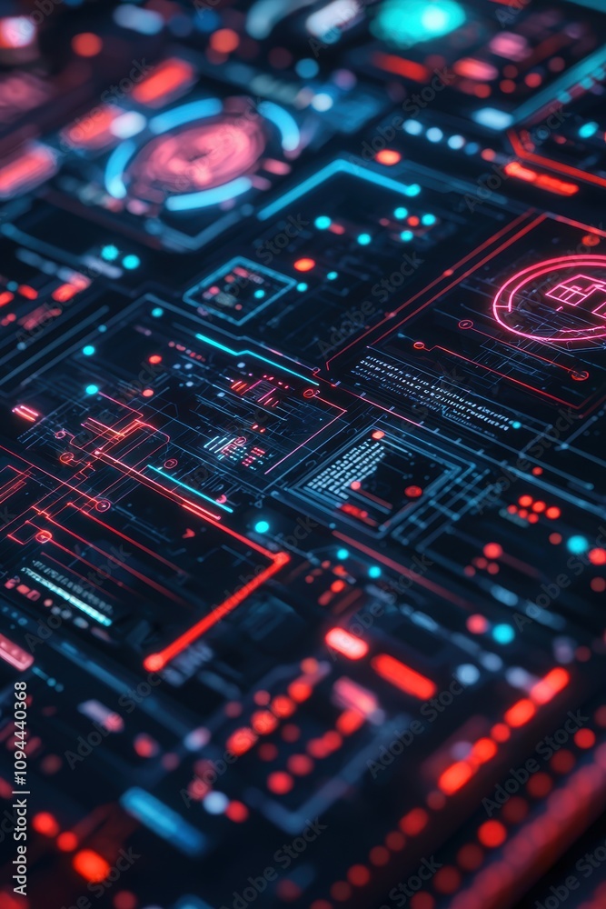 Obraz premium Cutting-Edge Digital Interface Highlighting Internet Privacy Settings and Intricate Technology Design