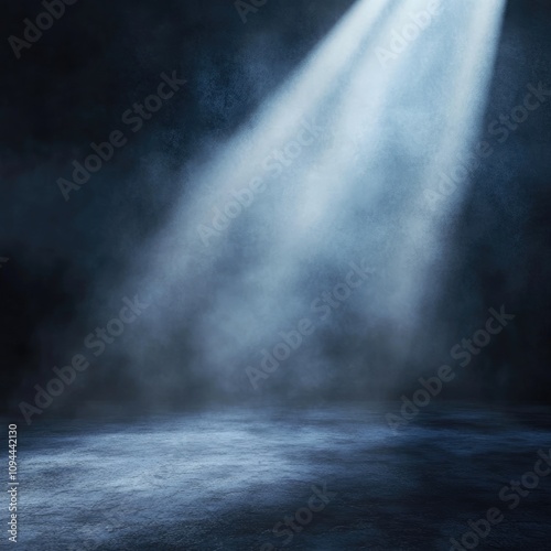 A dramatic spotlight illuminating an empty stage, creating a mysterious and captivating atmosphere.