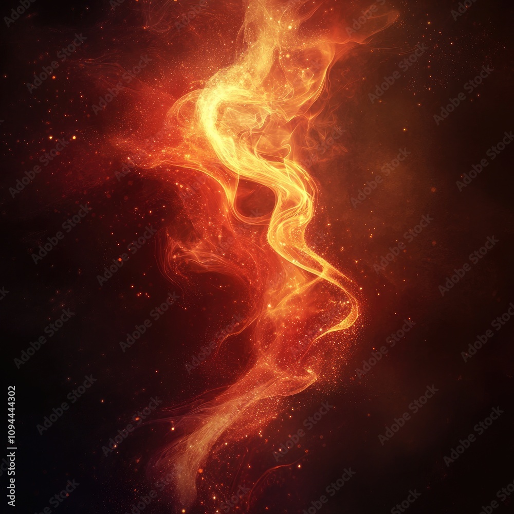 A mesmerizing swirl of vibrant orange and red smoke, creating a dynamic and ethereal atmosphere.