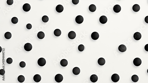 A playful arrangement of black circles on a white background creates a modern and minimalist aesthetic.