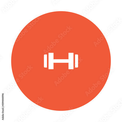 Minimalistic dumbbell icon on an orange circle, symbolizing fitness simplicity.