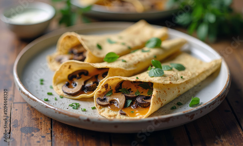 Savory Mushroom and Herb Crepes