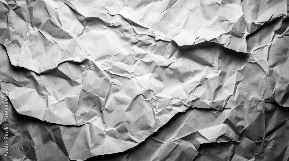 Fototapeta premium Close-up of crumpled, textured white paper. (1)