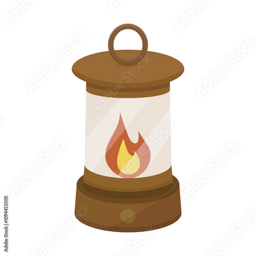 Camping lantern vector illustration on white background. Camping kerosene lamp. Portable outdoor lights.