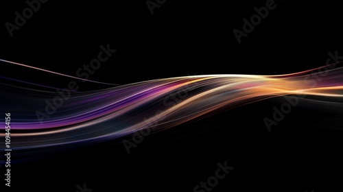 Colorful light waves on black background