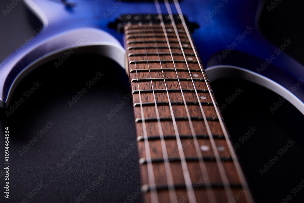 Fototapeta premium Fretboard of modern electric guitar. Close up.