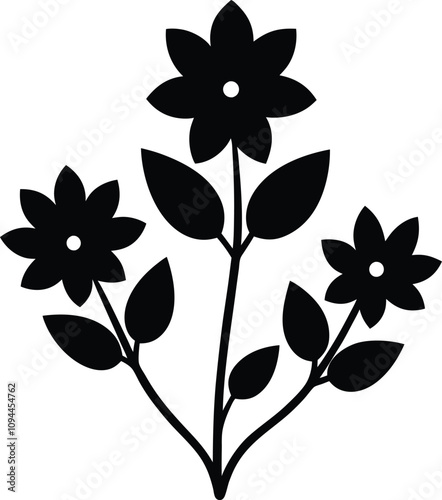 Vector silhouettes of flowers with transparent background