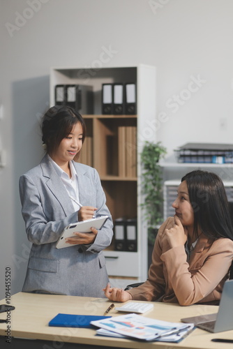 Workers discuss them at the company conference