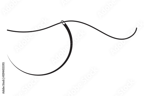 Surgical Suture Needle and thread silhouette Icon vector. vector illustration.