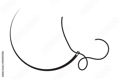 Surgical Suture Needle and thread silhouette Icon vector. vector illustration.