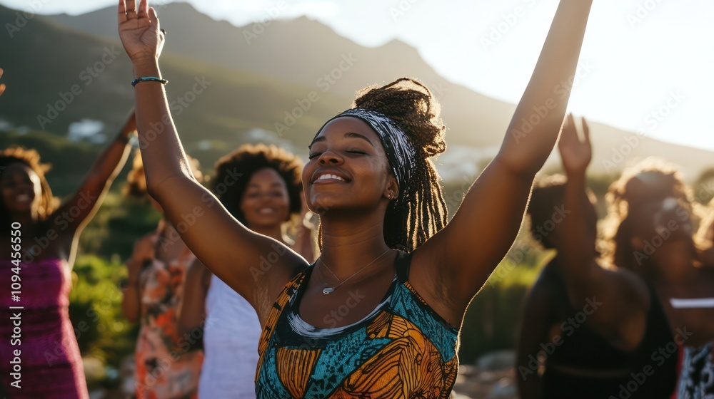 Fototapeta premium Youth empowerment offline retreat in Cape Town, South Africa, inspiring resilience and creativity