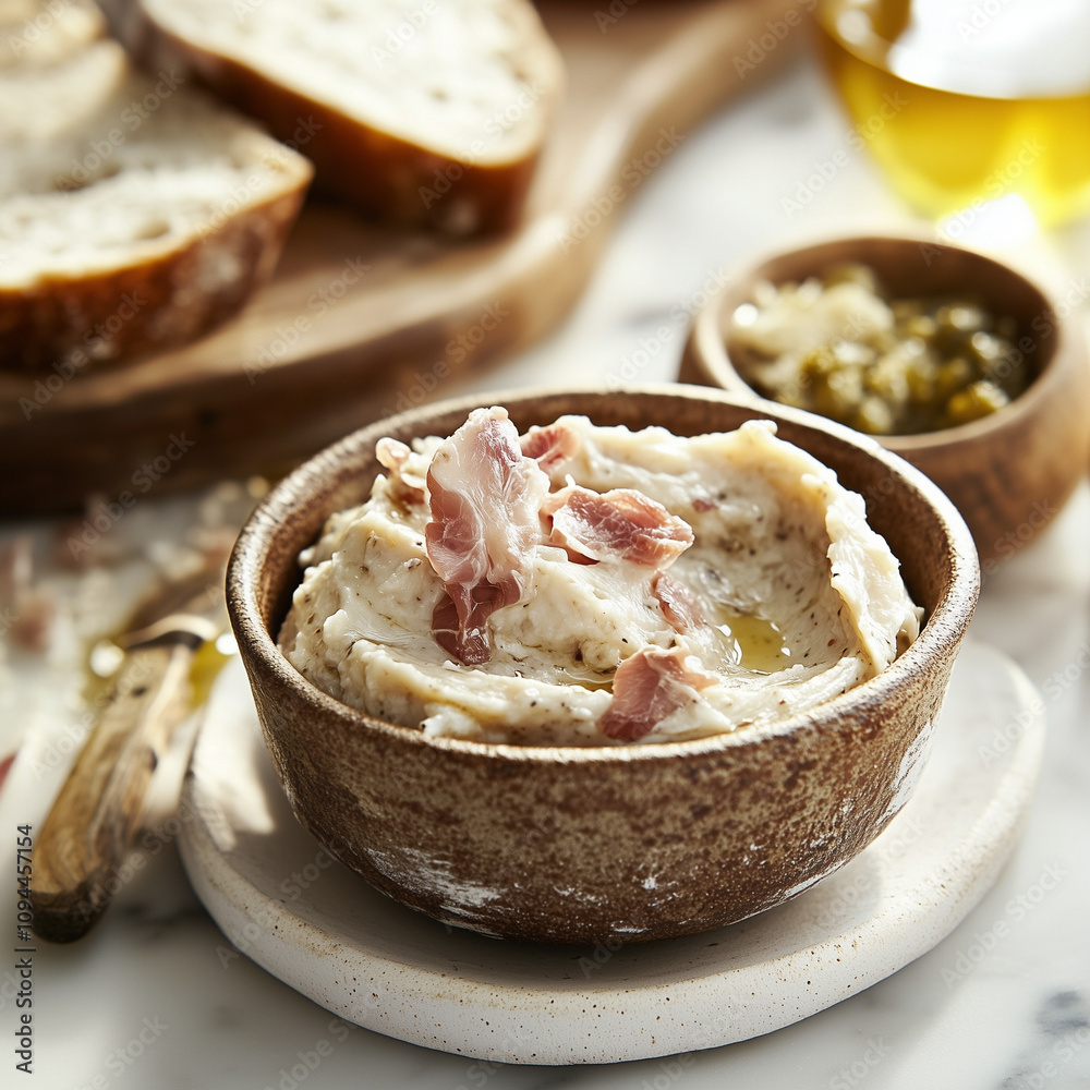 Artistic shot of lard spread with warm tones and a clean background Artistic shot of lard spread with warm tones and a clean background