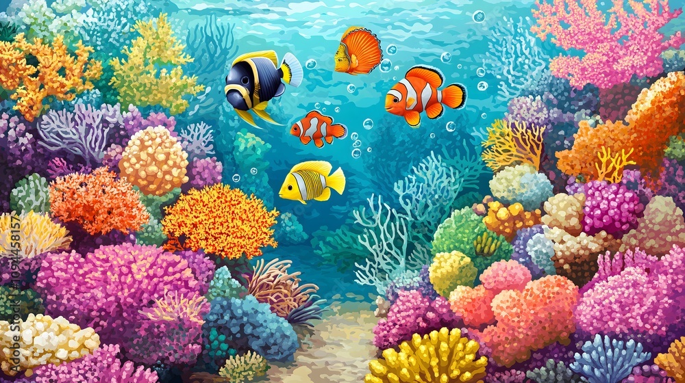 Obraz premium Vibrant Coral Reef with Exotic Fish