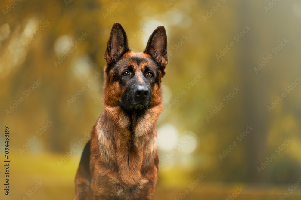 German shepherd dog posing outside, autumn German shepherd dog posing outside, autumn