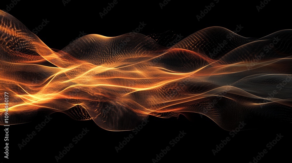 Obraz premium Abstract fiery wave pattern on black background.