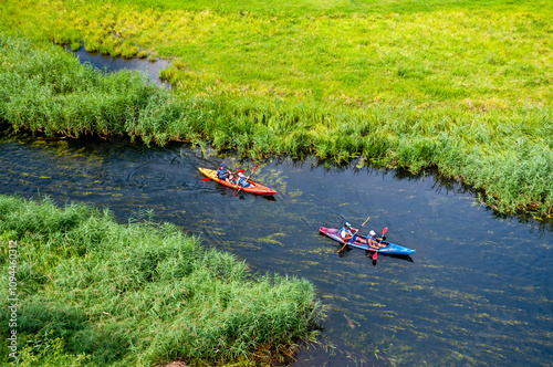 Rafting down the Krutynia river, Warmian-Masurian Voivodeship, Poland	
