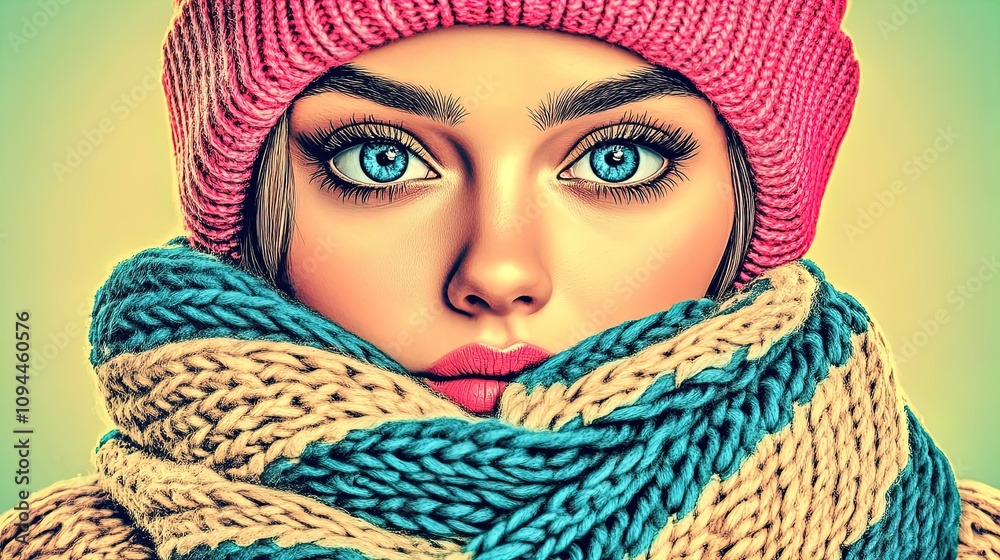 Serene Portrait of a Young Woman with Striking Blue Eyes in Warm Beige Tones – Perfect as a Cozy Poster for Home or Sports Interior Décor Serene Portrait of a Young Woman with Striking Blue Eyes in Warm Beige Tones – Perfect as a Cozy Poster for Home or Sports Interior Décor