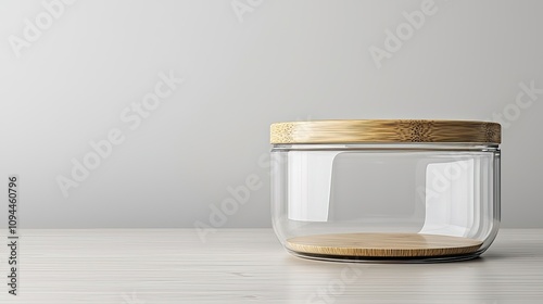 Wallpaper Mural Empty Glass Jar with Bamboo Lid and Base on White Table Torontodigital.ca