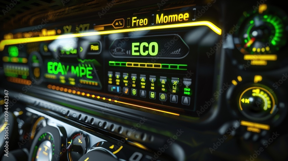 Naklejka premium Modern Dashboard Display with Eco Indicators