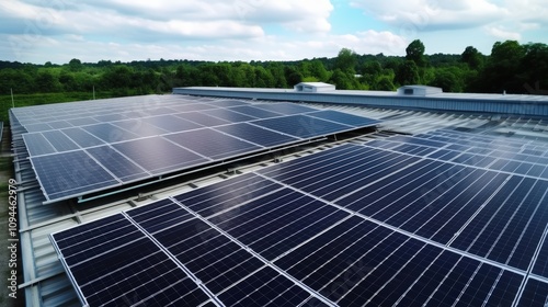 Solar Panels on Rooftop Under Clear Sky