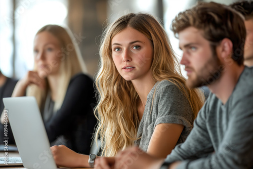 Creative professionals engaged in a collaborative discussion at a modern workspace