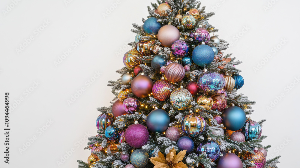 majestic Christmas tree, adorned with iridescent ornaments, evokes feelings of joy and wonder majestic Christmas tree, adorned with iridescent ornaments, evokes feelings of joy and wonder