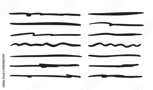 Doodle highlighting elements. Hand drawn lines, drawing line sketch style