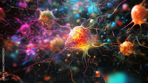 Colorful neural connections in bright spectrum.