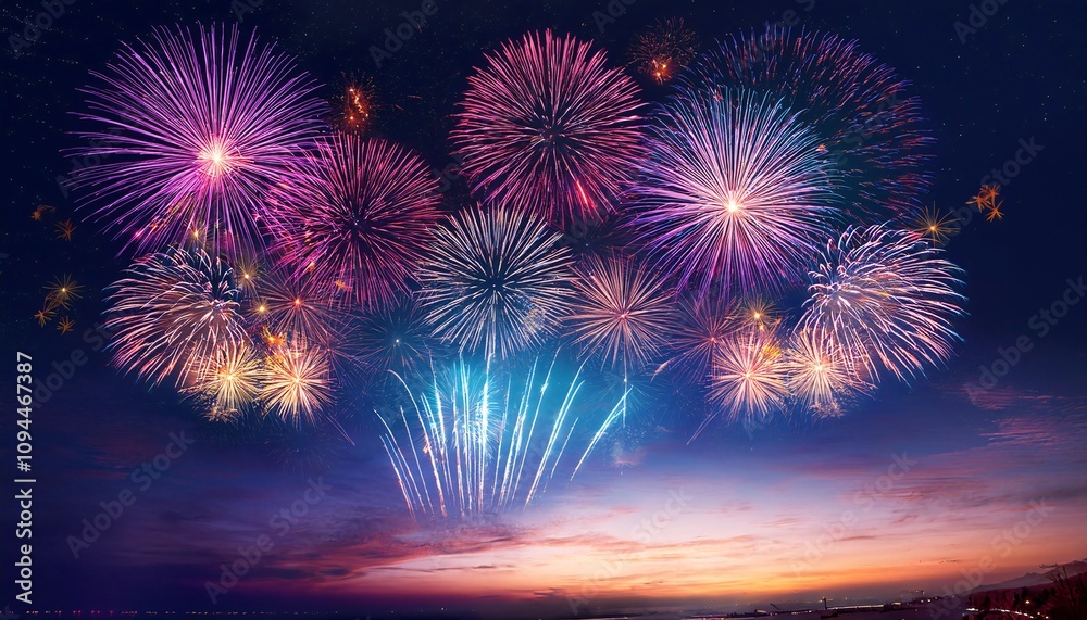 background fireworks in the night sky