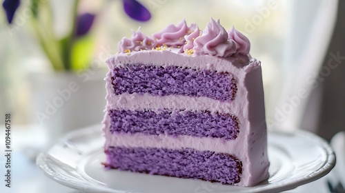 purple pice of cake photo white background