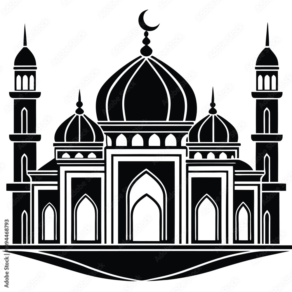 mosque line art silhouette vector art mosque line art silhouette vector art