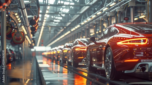 Engineers Inspecting Cars in Modern Factory with Advanced Equipment for Quality Assurance