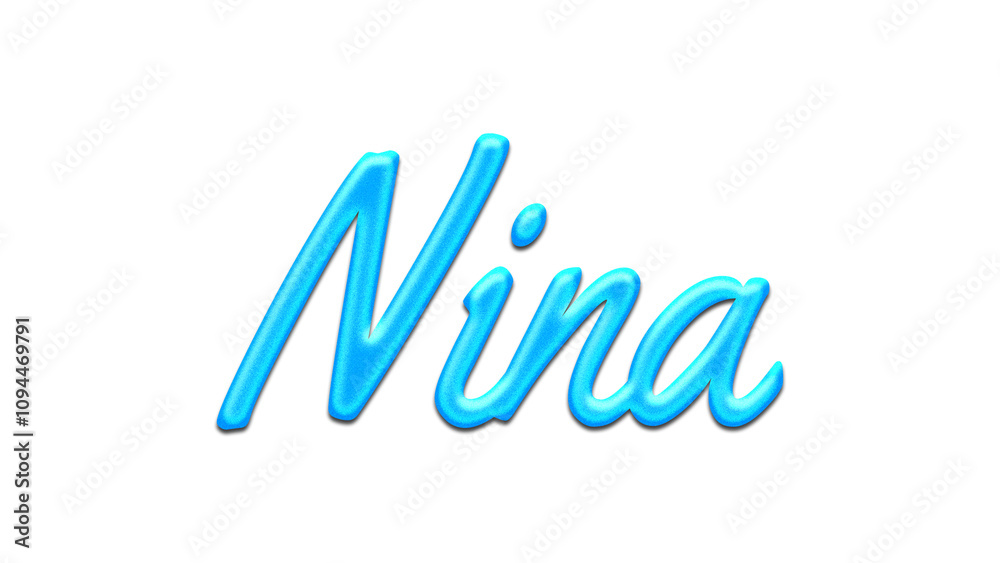 Glowing blue effect of name Nina on white background. Glowing blue effect of name Nina on white background.