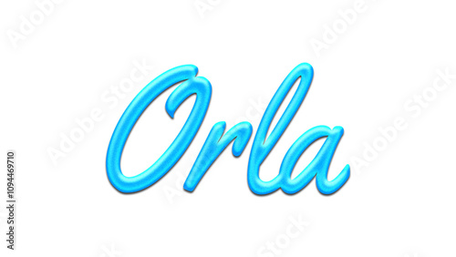 Glowing blue effect of name Orla on white background. 