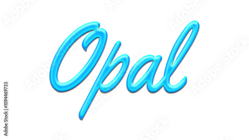 Glowing blue effect of name Opal on white background. 