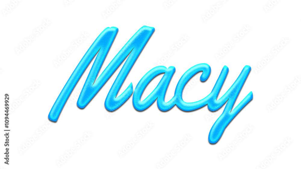 Glowing blue effect of name Macy on white background. Glowing blue effect of name Macy on white background.