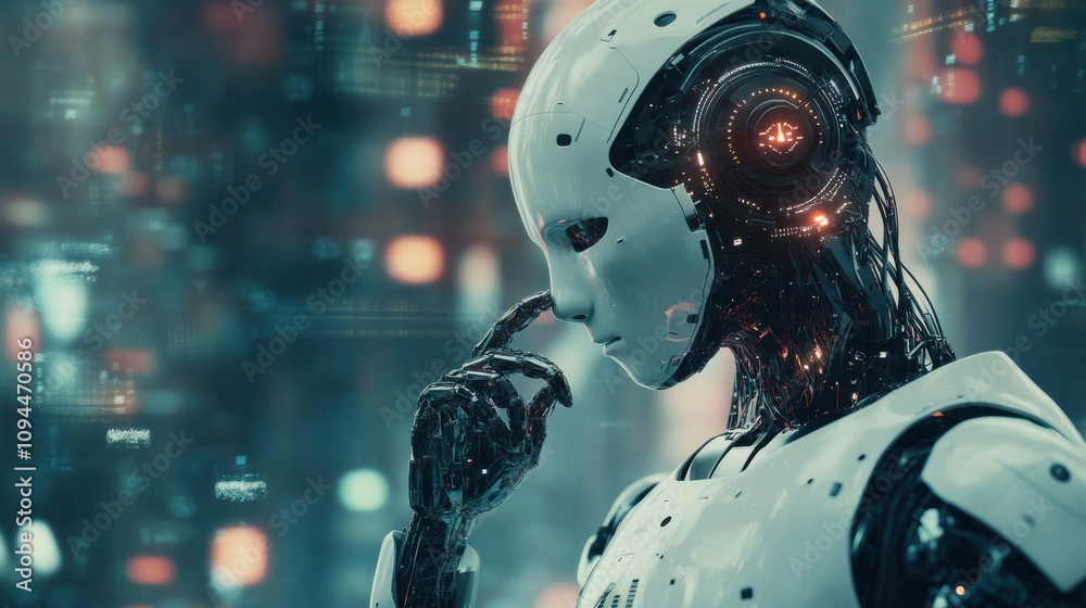 Fototapeta premium Artificial intelligence and ethical implications, Symbolizing technological ethics, photography style