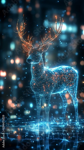 Futuristic deer artificial creation digital nature inspired artwork picture photo