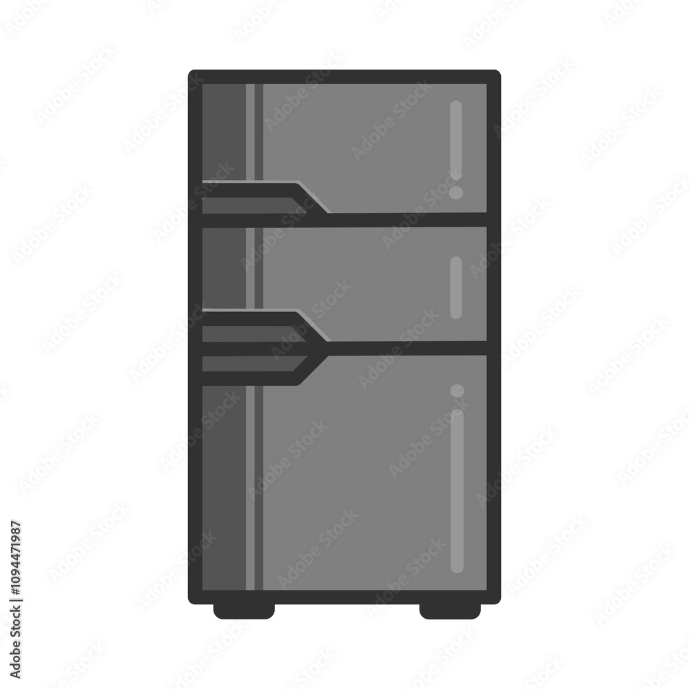 Fototapeta premium Three door refrigerator in metal